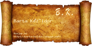 Barta Káldor névjegykártya